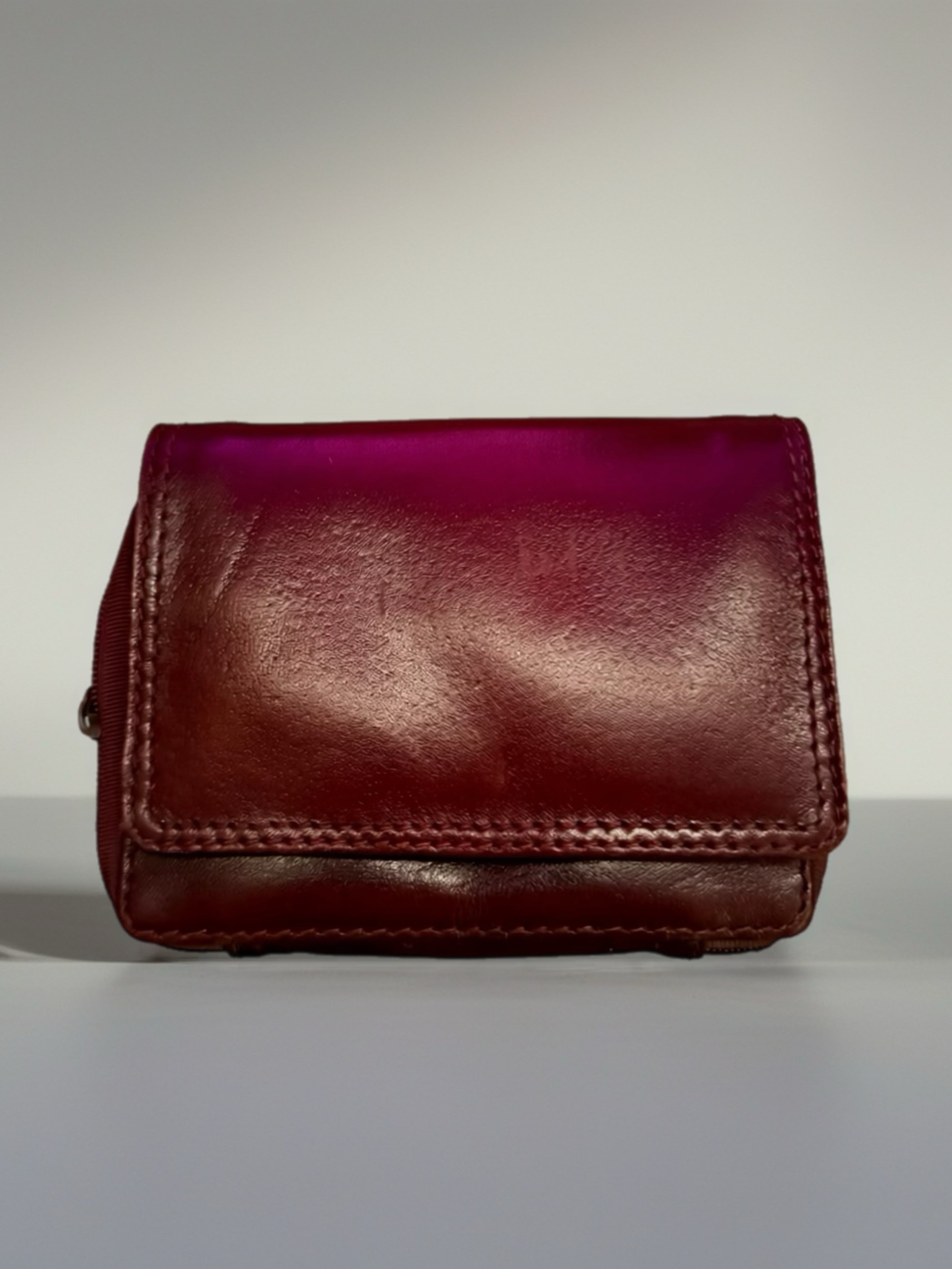 Small Genuine Leather Cowhide Clutch – Brown