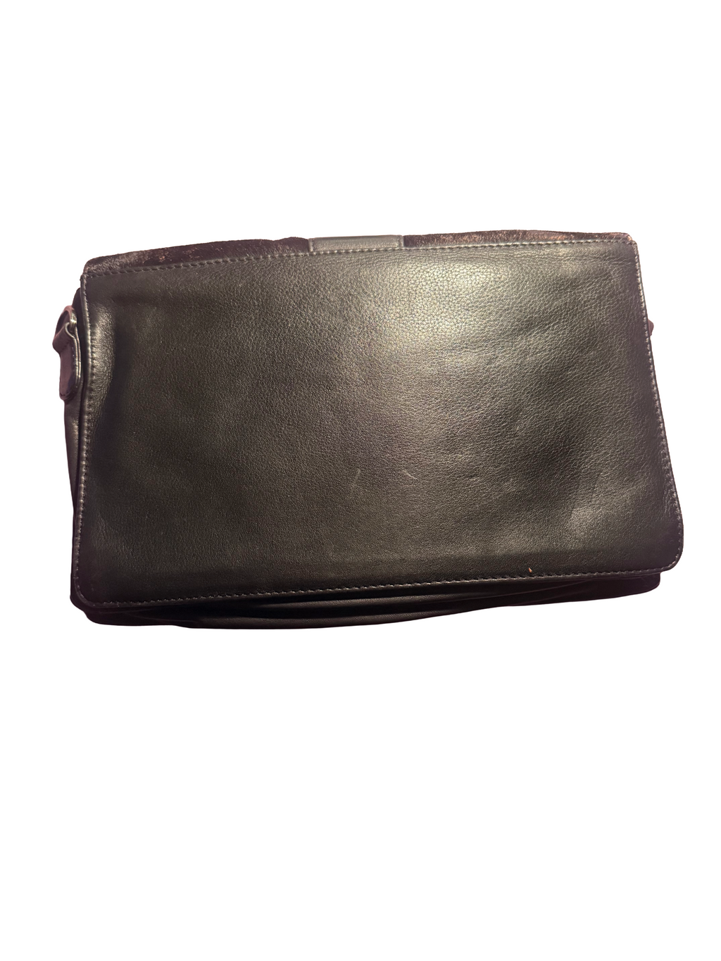 Zoe Wittner Black Leather/Cowhide Fold-Over Clutch— Black